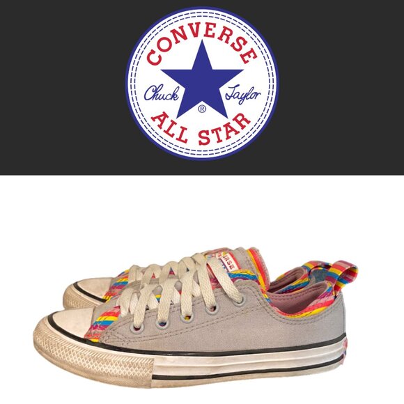 Chuck Taylor All Star Gray Rainbow Stripe- Size 2 - Picture 1 of 9